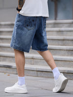 Męskie szorty o szerokich nogawkach z nadrukiem