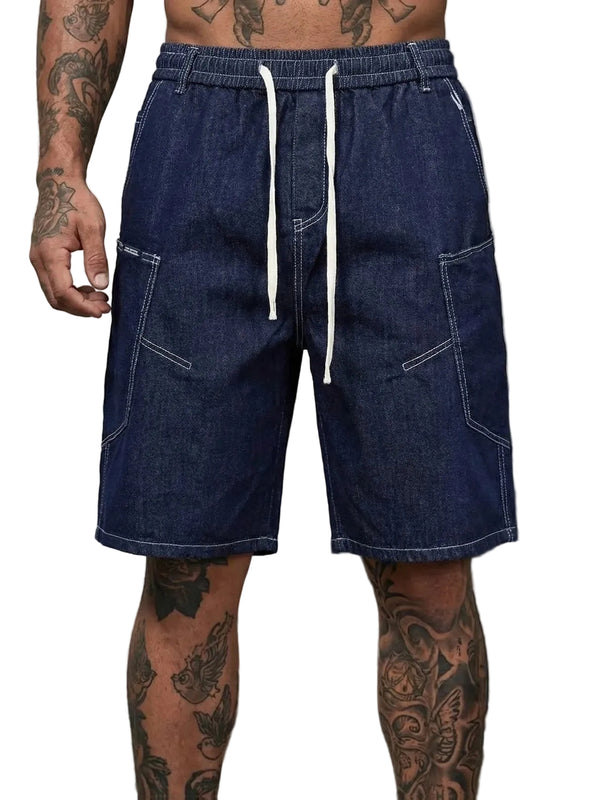 Męskie szorty ze sznurkiem i kontrastowym przeszyciem