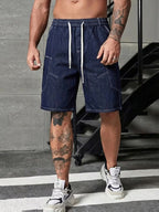 Męskie szorty ze sznurkiem i kontrastowym przeszyciem