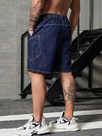 Męskie szorty ze sznurkiem i kontrastowym przeszyciem