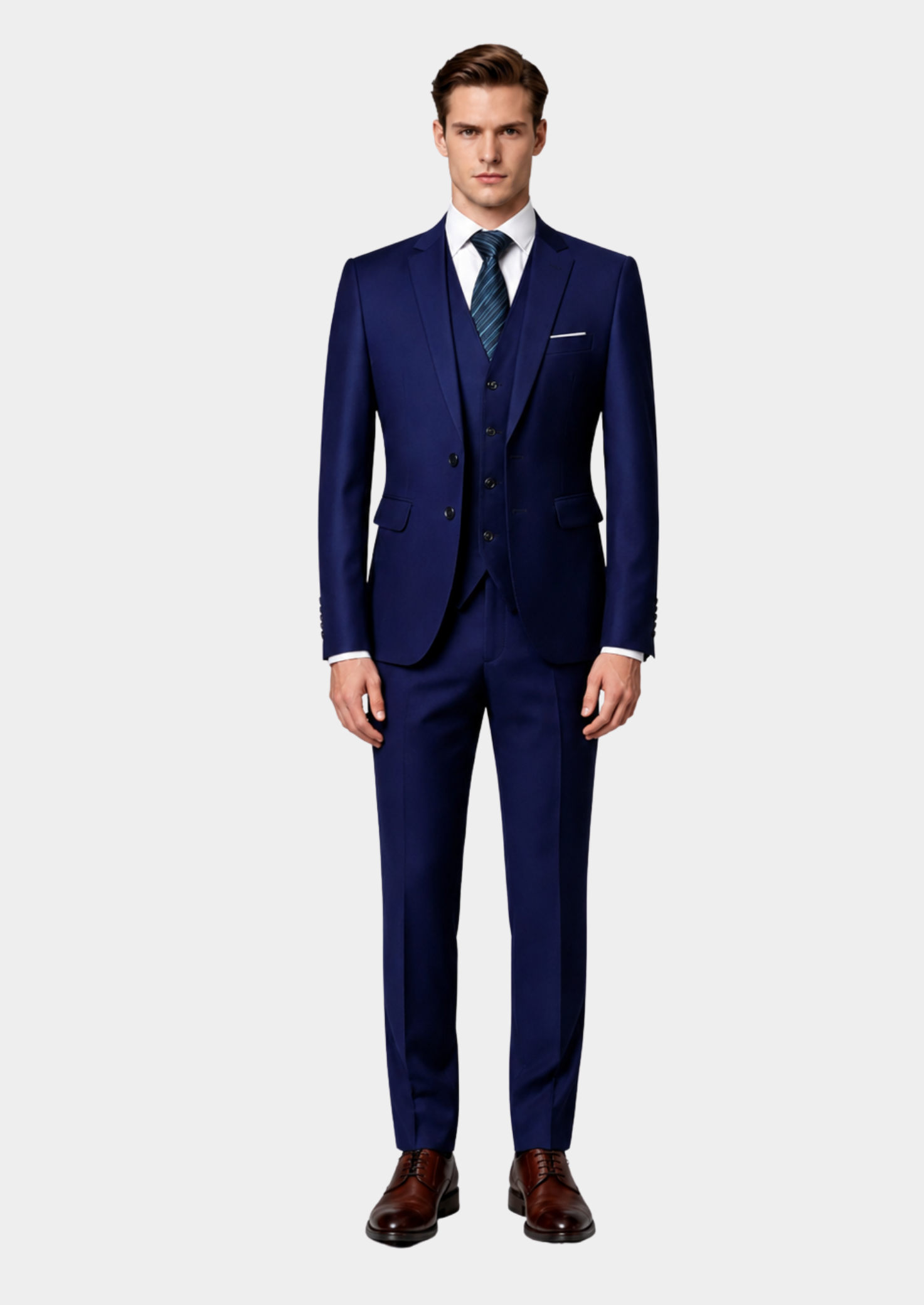 Męskie trzyczęściowy garnitur slim fit z jednorzędową marynarką